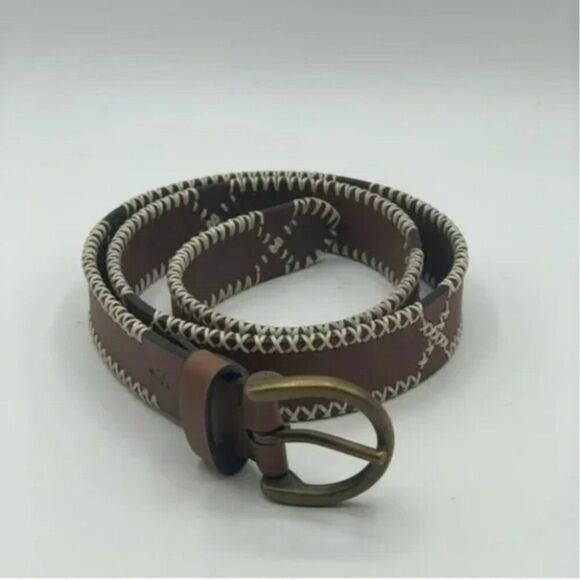 Frye Genuine Leather Boho Belt Brown with Saddle Stitching Size Small NWOT